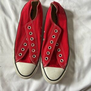 Converse Red Canvas Slip-On Shoes
